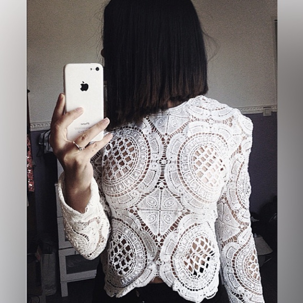 White Crochet Women's Top